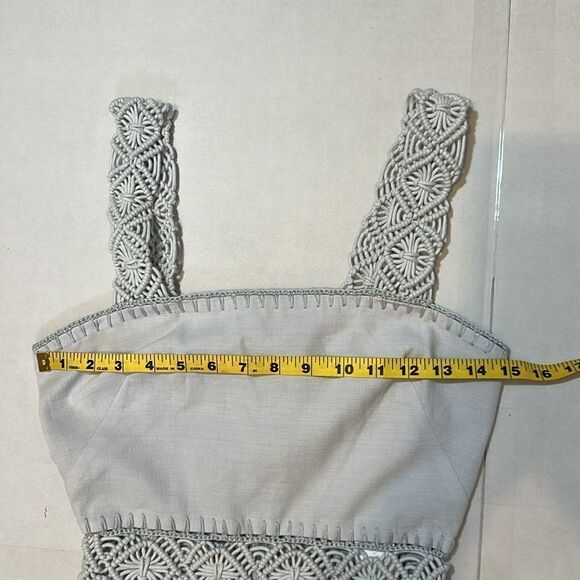 NEW Jonathan Simkhai flora Macrame strap mini dress in breeze color size o - Picture 11 of 12